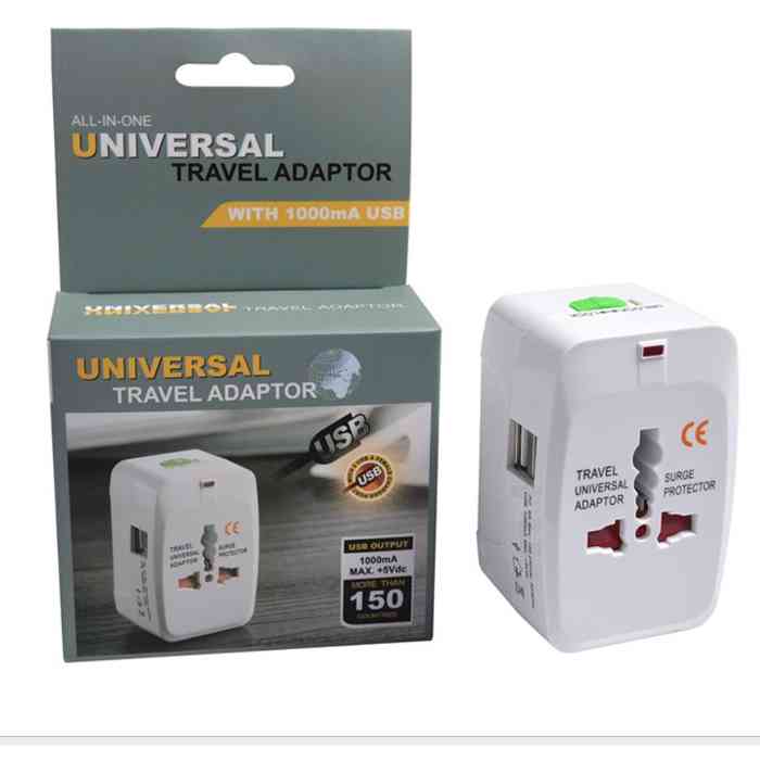 All in 1 Universal International Plug Adapter 2 USB Port Converter